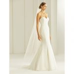 Sluier 992S van soft tule met lokrand, 170 cm lang